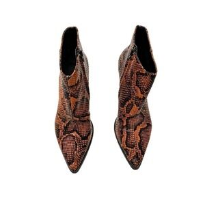MNG Snakeskin Print Cowboy Heeled Boots Orange Black Size 38